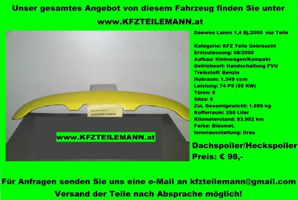 Dachspoiler / Heckspoiler Daewoo Lanos